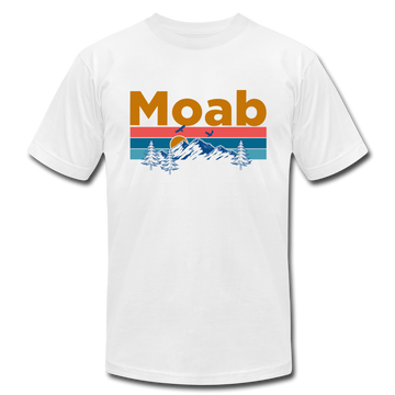 Moab, Utah T-Shirt - Retro Mountain & Birds Unisex Moab T Shirt - white