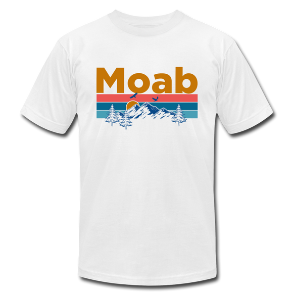 Moab, Utah T-Shirt - Retro Mountain & Birds Unisex Moab T Shirt - white