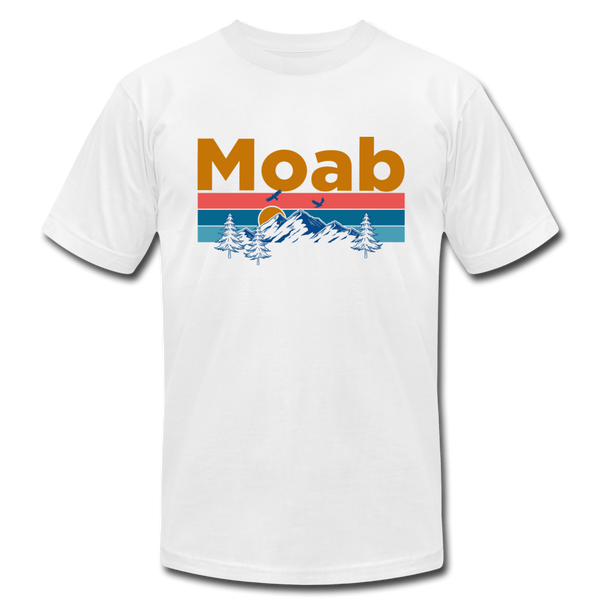 Moab, Utah T-Shirt - Retro Mountain & Birds Unisex Moab T Shirt - white