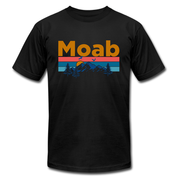 Moab, Utah T-Shirt - Retro Mountain & Birds Unisex Moab T Shirt - black