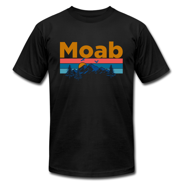 Moab, Utah T-Shirt - Retro Mountain & Birds Unisex Moab T Shirt - black