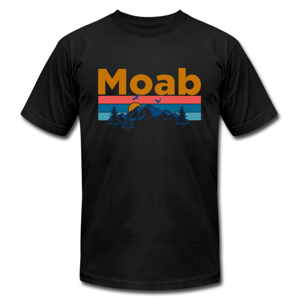 Moab, Utah T-Shirt - Retro Mountain & Birds Unisex Moab T Shirt - black