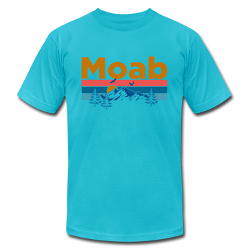 Moab, Utah T-Shirt - Retro Mountain & Birds Unisex Moab T Shirt - turquoise