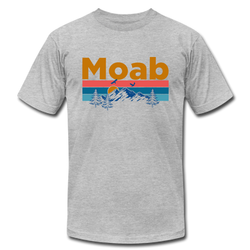 Moab, Utah T-Shirt - Retro Mountain & Birds Unisex Moab T Shirt - heather gray