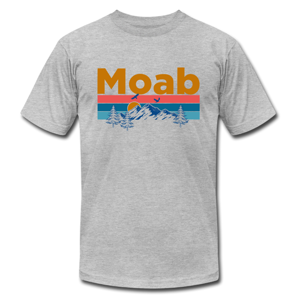 Moab, Utah T-Shirt - Retro Mountain & Birds Unisex Moab T Shirt - heather gray