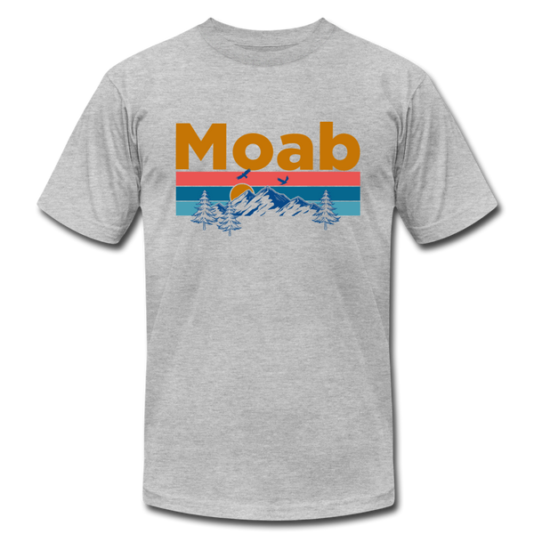 Moab, Utah T-Shirt - Retro Mountain & Birds Unisex Moab T Shirt - heather gray