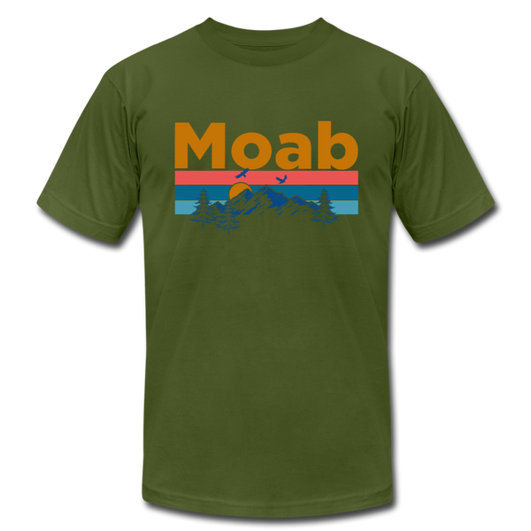 Moab, Utah T-Shirt - Retro Mountain & Birds Unisex Moab T Shirt - olive