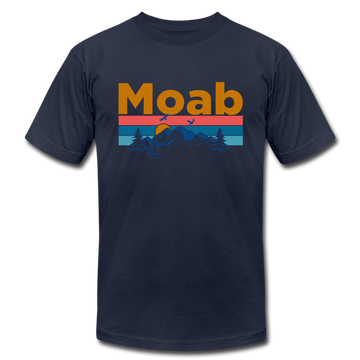 Moab, Utah T-Shirt - Retro Mountain & Birds Unisex Moab T Shirt - navy