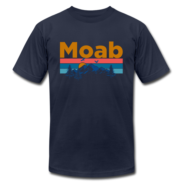 Moab, Utah T-Shirt - Retro Mountain & Birds Unisex Moab T Shirt - navy