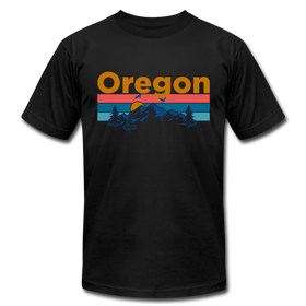 Oregon T-Shirt - Retro Mountain & Birds Unisex Oregon T Shirt - black