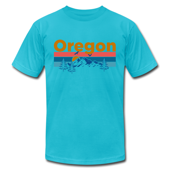 Oregon T-Shirt - Retro Mountain & Birds Unisex Oregon T Shirt - turquoise