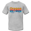 Oregon T-Shirt - Retro Mountain & Birds Unisex Oregon T Shirt - heather gray