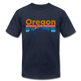Oregon T-Shirt - Retro Mountain & Birds Unisex Oregon T Shirt - navy