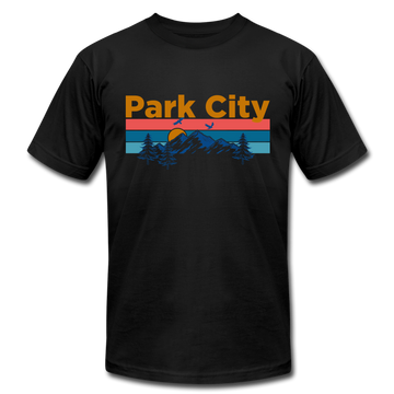 Park City, Utah T-Shirt - Retro Mountain & Birds Unisex Park City T Shirt - black