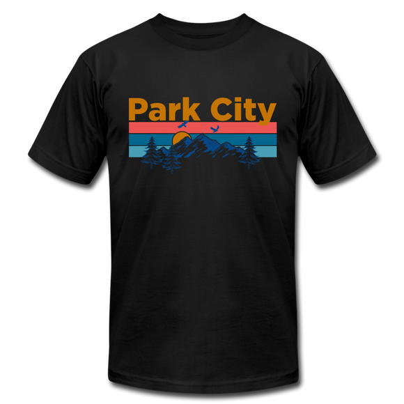 Park City, Utah T-Shirt - Retro Mountain & Birds Unisex Park City T Shirt - black