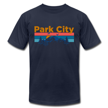 Park City, Utah T-Shirt - Retro Mountain & Birds Unisex Park City T Shirt - navy