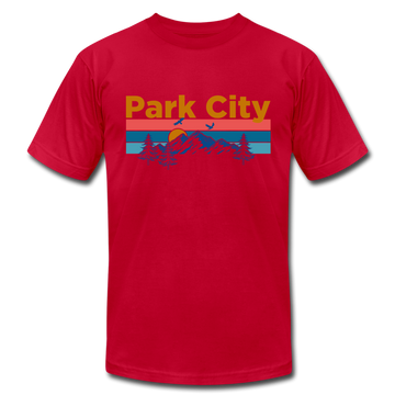Park City, Utah T-Shirt - Retro Mountain & Birds Unisex Park City T Shirt - red