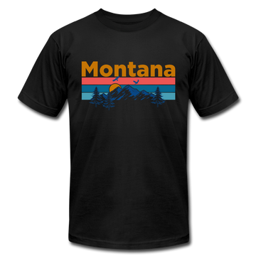 Montana T-Shirt - Retro Mountain & Birds Unisex Montana T Shirt - black