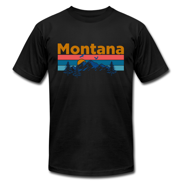 Montana T-Shirt - Retro Mountain & Birds Unisex Montana T Shirt - black