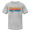 Montana T-Shirt - Retro Mountain & Birds Unisex Montana T Shirt - heather gray