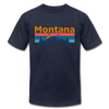 Montana T-Shirt - Retro Mountain & Birds Unisex Montana T Shirt - navy