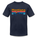 Montana T-Shirt - Retro Mountain & Birds Unisex Montana T Shirt - navy