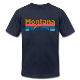 Montana T-Shirt - Retro Mountain & Birds Unisex Montana T Shirt - navy