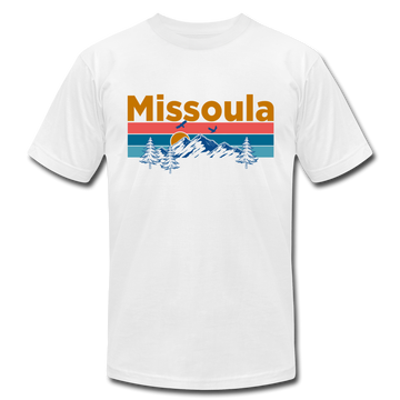 Missoula, Montana T-Shirt - Retro Mountain & Birds Unisex Missoula T Shirt - white