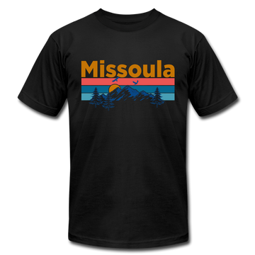 Missoula, Montana T-Shirt - Retro Mountain & Birds Unisex Missoula T Shirt - black
