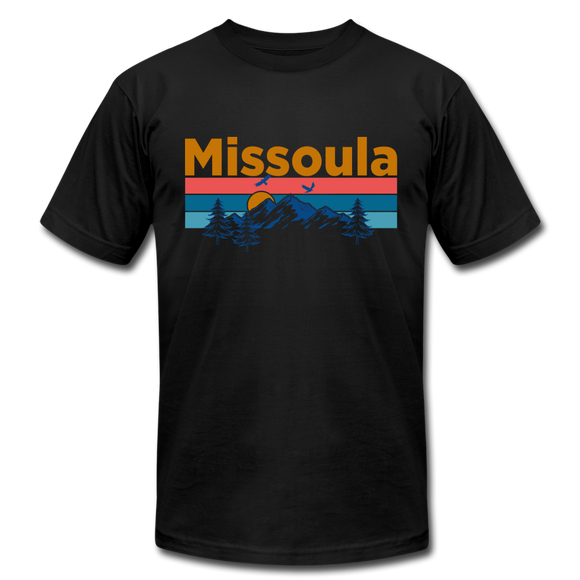 Missoula, Montana T-Shirt - Retro Mountain & Birds Unisex Missoula T Shirt - black