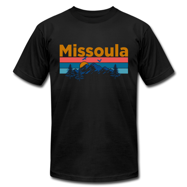 Missoula, Montana T-Shirt - Retro Mountain & Birds Unisex Missoula T Shirt - black