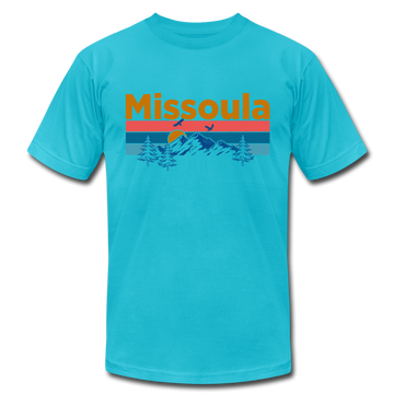 Missoula, Montana T-Shirt - Retro Mountain & Birds Unisex Missoula T Shirt - turquoise