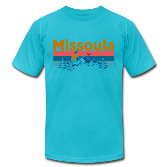 Missoula, Montana T-Shirt - Retro Mountain & Birds Unisex Missoula T Shirt - turquoise