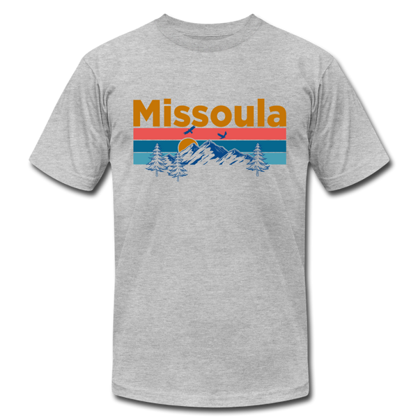 Missoula, Montana T-Shirt - Retro Mountain & Birds Unisex Missoula T Shirt - heather gray