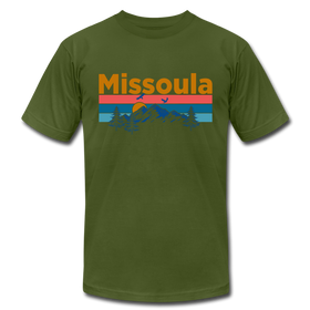 Missoula, Montana T-Shirt - Retro Mountain & Birds Unisex Missoula T Shirt - olive
