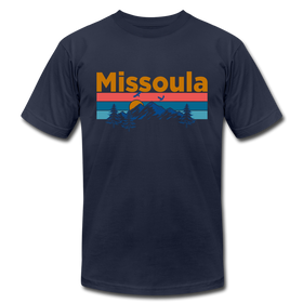 Missoula, Montana T-Shirt - Retro Mountain & Birds Unisex Missoula T Shirt - navy