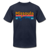Missoula, Montana T-Shirt - Retro Mountain & Birds Unisex Missoula T Shirt - navy