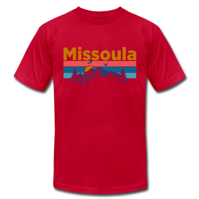 Missoula, Montana T-Shirt - Retro Mountain & Birds Unisex Missoula T Shirt - red