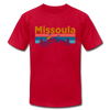 Missoula, Montana T-Shirt - Retro Mountain & Birds Unisex Missoula T Shirt - red