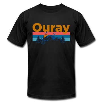 Ouray, Colorado T-Shirt - Retro Mountain & Birds Unisex Ouray T Shirt - black
