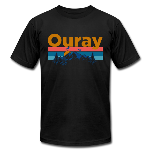 Ouray, Colorado T-Shirt - Retro Mountain & Birds Unisex Ouray T Shirt - black