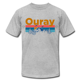 Ouray, Colorado T-Shirt - Retro Mountain & Birds Unisex Ouray T Shirt - heather gray