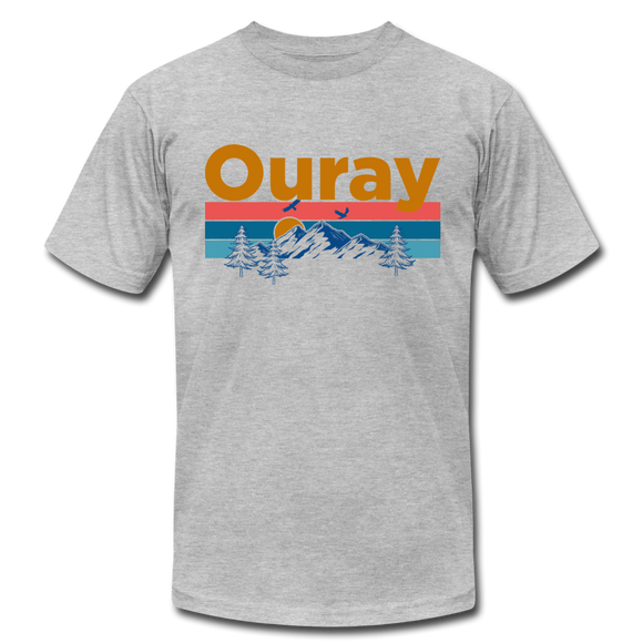 Ouray, Colorado T-Shirt - Retro Mountain & Birds Unisex Ouray T Shirt - heather gray