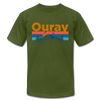 Ouray, Colorado T-Shirt - Retro Mountain & Birds Unisex Ouray T Shirt - olive