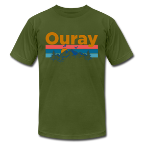 Ouray, Colorado T-Shirt - Retro Mountain & Birds Unisex Ouray T Shirt - olive