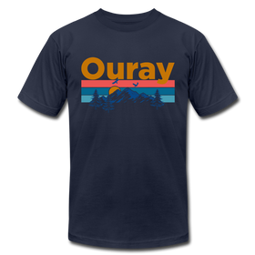 Ouray, Colorado T-Shirt - Retro Mountain & Birds Unisex Ouray T Shirt - navy