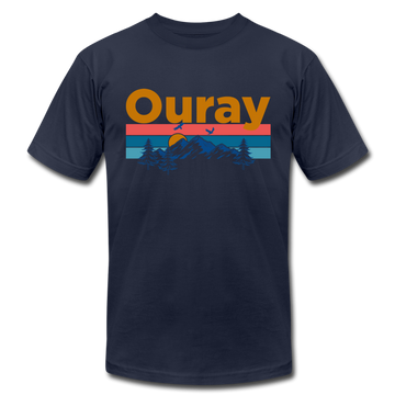 Ouray, Colorado T-Shirt - Retro Mountain & Birds Unisex Ouray T Shirt - navy