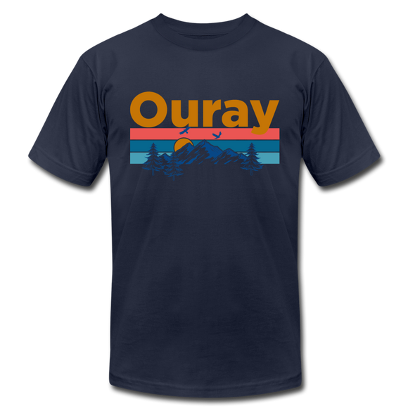 Ouray, Colorado T-Shirt - Retro Mountain & Birds Unisex Ouray T Shirt - navy