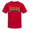 Ouray, Colorado T-Shirt - Retro Mountain & Birds Unisex Ouray T Shirt - red