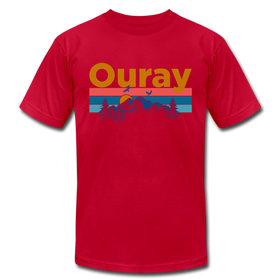 Ouray, Colorado T-Shirt - Retro Mountain & Birds Unisex Ouray T Shirt - red